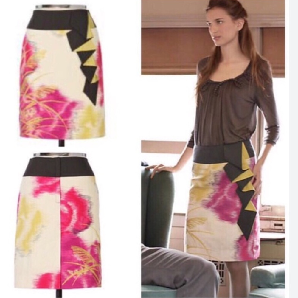 Anthropologie Floreat Scythed Lawns Ruffled Cotton Skirt Size 4